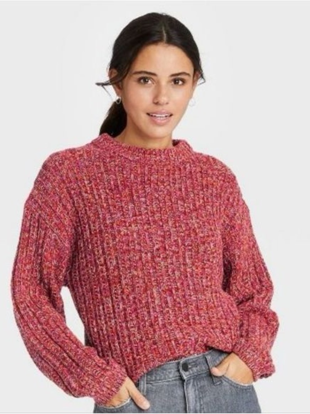 Universal Thread Red Marled Crewneck Sweater